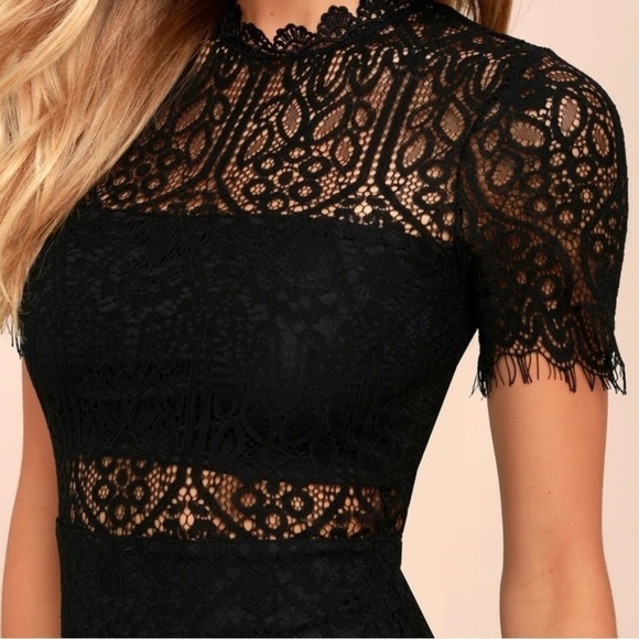 Lulus. Remarkable Black Lace Dress. Small - Picture 4 of 16